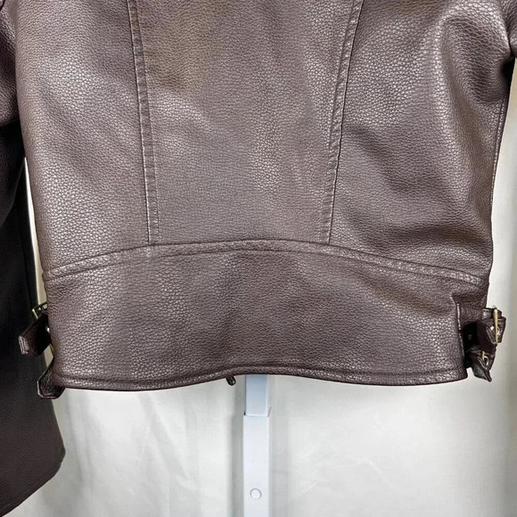 EVNL Moto Jacket Size Medium Faux Leather City Streetwear Brown Biker - Picture 8 of 10